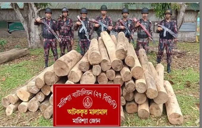বাঘাইছড়িতে ৩ লাখ টাকার বেশি মূল্যের কাঠ জব্দ করল বিজিবি